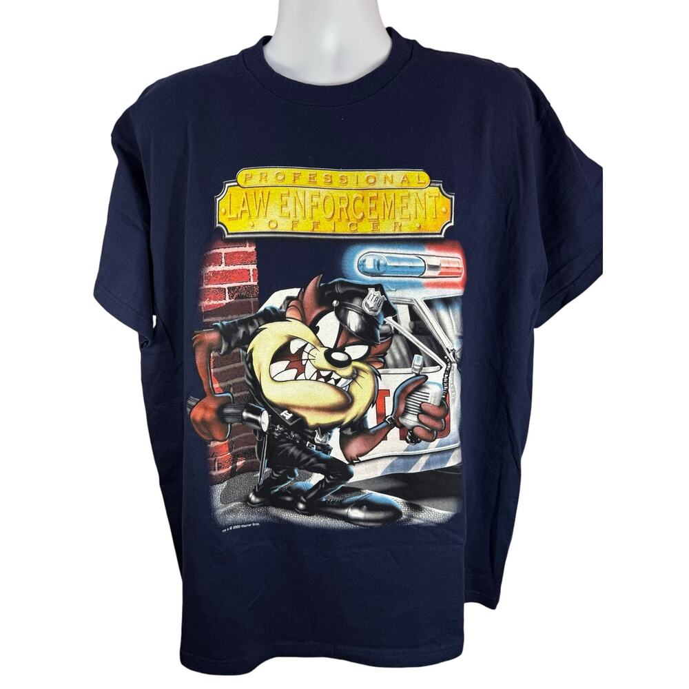Looney Tunes Tazmanian Devil Law Enforcement Officer T-Shirt Size XL Vintage Y2K